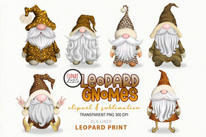 Gnome Clipart Sublimation - Leopard Print Gnomes Set - SLSLines