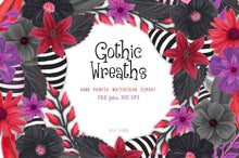 Load image into Gallery viewer, Gothic Floral Wreaths Watercolor Clipart - SLSLines
