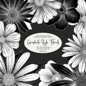 Graphite Style Floral Design Set - SLSLines