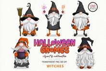 Load image into Gallery viewer, Halloween Gnome Clipart - Witch Gnomes Sublimation Set - SLSLines