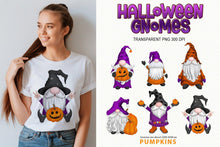Load image into Gallery viewer, Halloween Gnomes Sublimation | Gnome Set with Pumpkins PNG - SLSLines