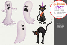 Load image into Gallery viewer, Halloween Party Ghosts, Pumpkins Spooky Clipart - SLSLines