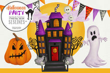 Load image into Gallery viewer, Halloween Party Ghosts, Pumpkins Spooky Clipart - SLSLines