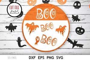 Halloween Sign SVG - Boo Ghosts Cut File - SLSLines