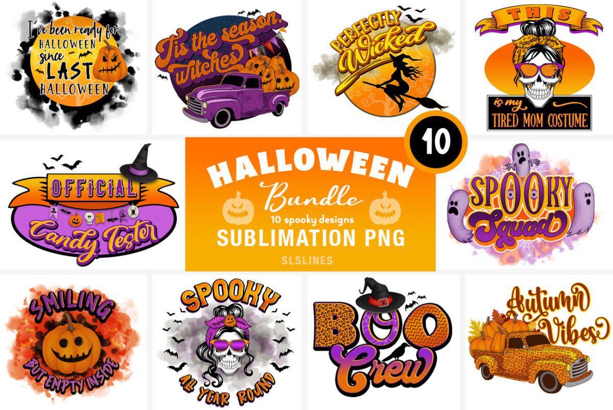 Trick or Treat Sublimation Design , Halloween Sublimation Bundle