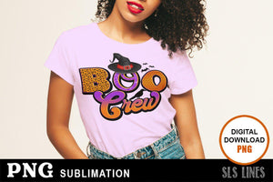 Halloween Sublimation PNG - Boo Crew with Witch Hat - SLSLines