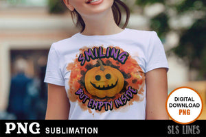 Halloween Sublimation PNG - Smiling Pumpkin Design - SLSLines