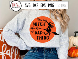 Halloween SVG - Funny Witch Cut File - SLSLines