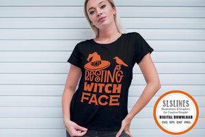 Halloween SVG - Resting Witch Face Cut File - SLSLines
