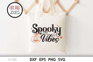 Halloween SVG | Spooky Vibes Retro Cut File - SLSLines