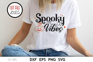 Halloween SVG | Spooky Vibes Retro Cut File - SLSLines