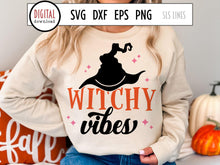 Load image into Gallery viewer, Halloween SVG | Witchy Vibes with Hat Cut File - SLSLines