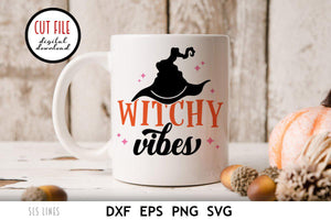 Halloween SVG | Witchy Vibes with Hat Cut File - SLSLines