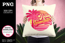 Load image into Gallery viewer, Hello Summer Sublimation - Palm Trees &amp; Sun PNG - SLSLines