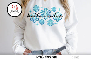 Hello Winter Snowflakes - Christmas Sublimation PNG - SLSLines