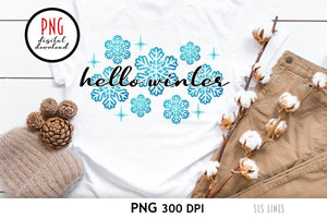 Hello Winter Snowflakes - Christmas Sublimation PNG - SLSLines