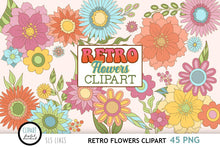 Load image into Gallery viewer, Hippie Flowers Clipart | Retro Floral Graphics PNG - SLSLines
