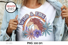 Load image into Gallery viewer, Horse Sublimation - Retro Wild &amp; Free PNG - SLSLines