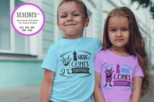 Kids' Monster Design SVG - Here Comes Trouble PNG - SLSLines