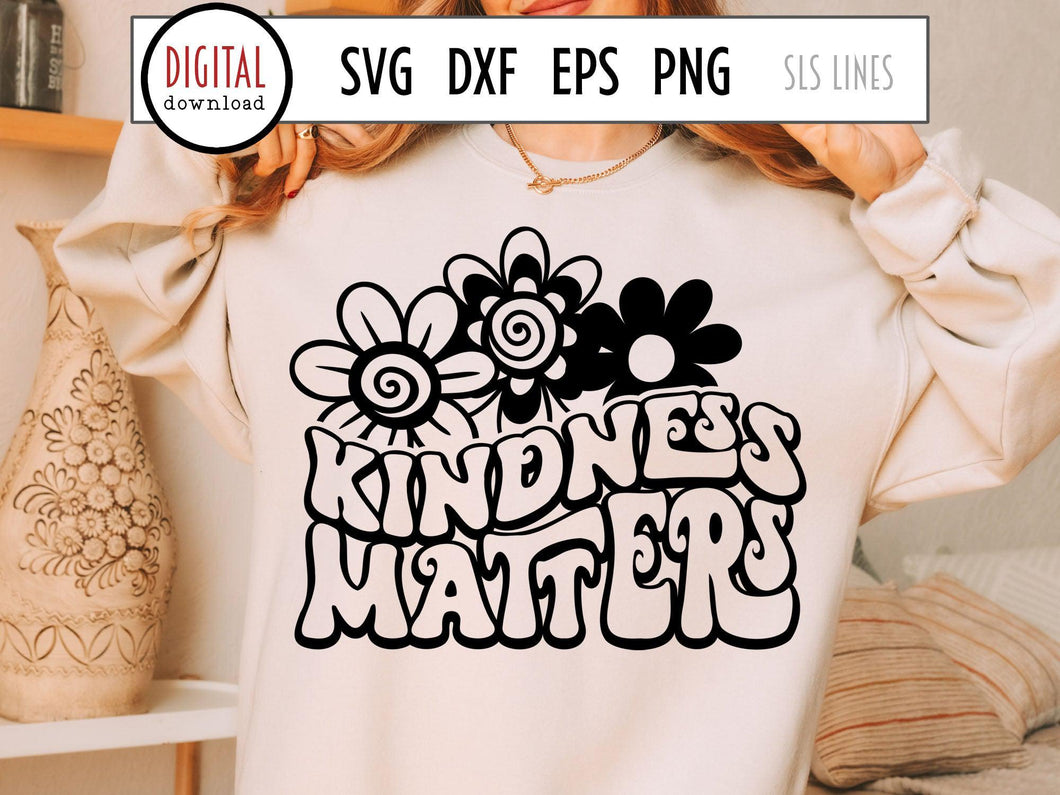 Kindness Matters SVG - Retro Inspirational Cut File - SLSLines