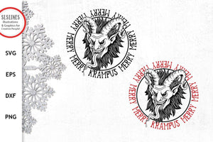 Krampus Christmas SVG - Merry Krampus Nordic Cut File - SLSLines