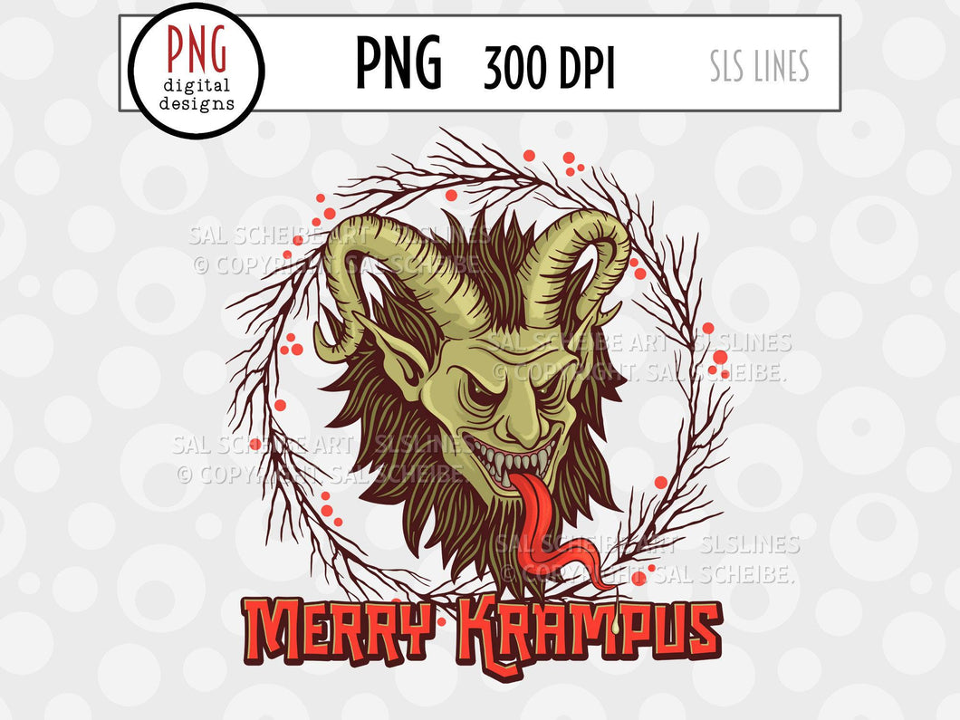 Krampus Sublimation - Merry Krampus Wreath PNG - SLSLines
