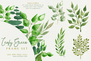 Leafy Green Geometric Frame Set - SLSLines