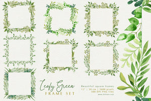Leafy Green Geometric Frame Set - SLSLines