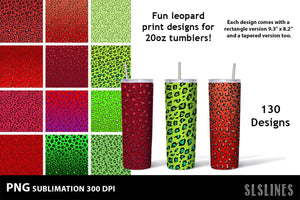Leopard Print Bundle - 130 Tumbler Sublimation Designs 20 oz - SLSLines