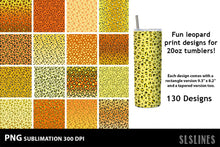 Load image into Gallery viewer, Leopard Print Bundle - 130 Tumbler Sublimation Designs 20 oz - SLSLines