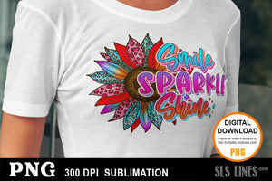 Leopard Print Sunflower Sublimation - Smile Sparkle Shine - SLSLines