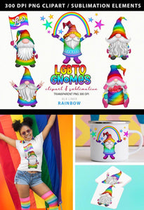 LGBT Gnome Clipart - Pride Day Gnome Sublimation Set - SLSLines