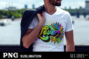 LGBTQ Sublimation - Rainbow Sunflower with Love PNG - SLSLines