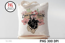 Load image into Gallery viewer, Live Your Truth PNG - Skeleton Heart Design - SLSLines