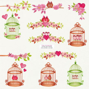 Love Birds with Flowers - Weddings & Valentine's Day - SLSLines