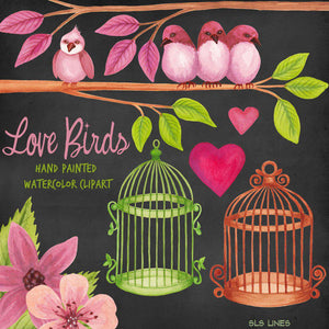 Love Birds with Flowers - Weddings & Valentine's Day - SLSLines