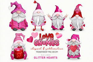 Love Gnome Clipart - Valentine's Day & Wedding Gnomes - SLSLines