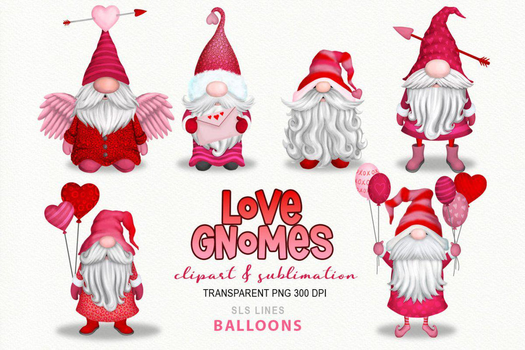 Love Gnome Clipart - Valentine's Day & Wedding Gnomes PNG - SLSLines