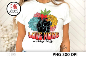 Love More Worry Less PNG - Anatomical Heart Design - SLSLines