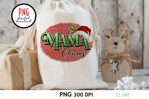 Mama Claus PNG - Christmas Sublimation Leopard Print - SLSLines