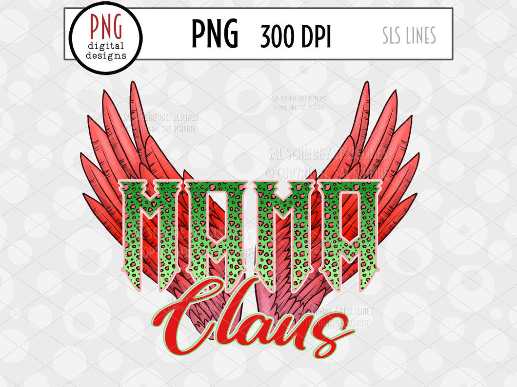 Mama Claus with Wings - Christmas Sublimation PNG - SLSLines