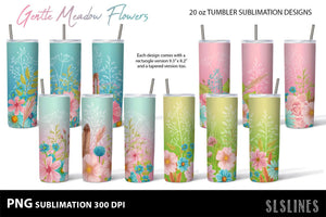 Skinny Tumbler Sublimations - Pink Meadow Flowers