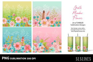 Skinny Tumbler Sublimations - Pink Meadow Flowers