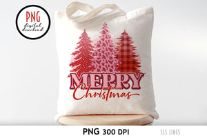 Merry Christmas PNG - Pink Christmas Trees Sublimation - SLSLines