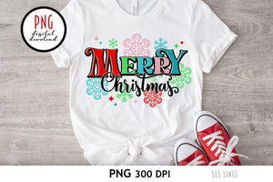 Merry Christmas PNG - Snowflakes and Sparkle Sublimation - SLSLines