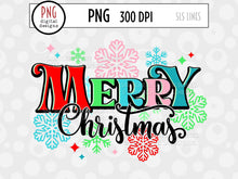 Load image into Gallery viewer, Merry Christmas PNG - Snowflakes and Sparkle Sublimation - SLSLines