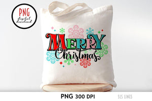 Merry Christmas PNG - Snowflakes and Sparkle Sublimation - SLSLines