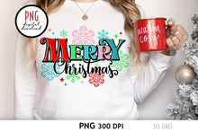 Load image into Gallery viewer, Merry Christmas PNG - Snowflakes and Sparkle Sublimation - SLSLines