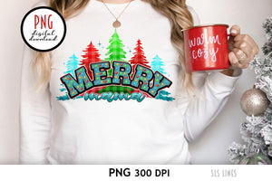 Merry Mama PNG - Christmas Sublimation with Marquee - SLSLines