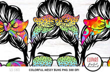 Load image into Gallery viewer, Messy Bun Clipart - Colorful Bun Head Sublimation PNGs - SLSLines